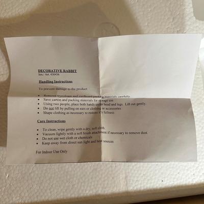 LOT 130: Home Decor Rabbit Figure in Original Box 32" Tall