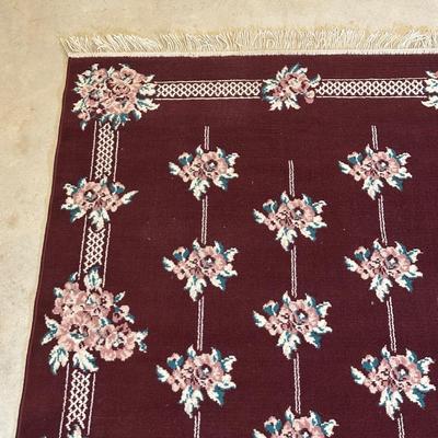 LOT 132: 47”x66” Vintage Handmade Floral Rug