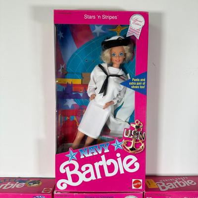 LOT 144: Vintage Navy, Air Force, Army & Marine Corps Barbie Collection w/ Box