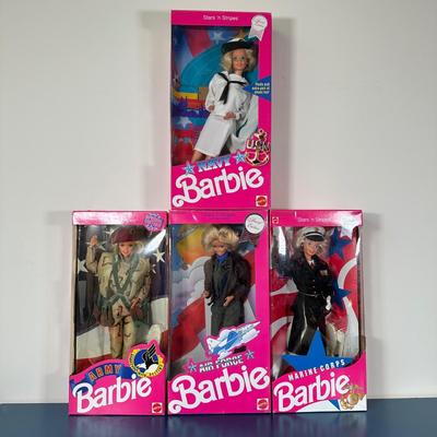 LOT 144: Vintage Navy, Air Force, Army & Marine Corps Barbie Collection w/ Box
