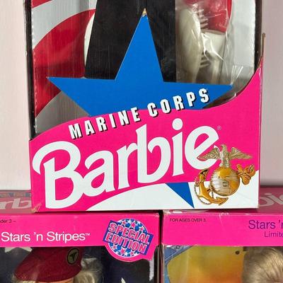 LOT 144: Vintage Navy, Air Force, Army & Marine Corps Barbie Collection w/ Box