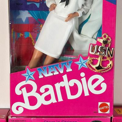 LOT 144: Vintage Navy, Air Force, Army & Marine Corps Barbie Collection w/ Box