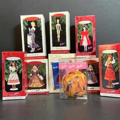 LOT:168: Collection of Hallmark Barbie Ornaments and a Vintage Barbie Christmas Bulb