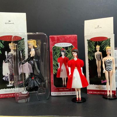 LOT:168: Collection of Hallmark Barbie Ornaments and a Vintage Barbie Christmas Bulb