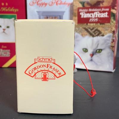 LOT:171: Collection of Fancy Feast Annual Christmas Ornaments and a Gordon Fraiser Cat Ornament