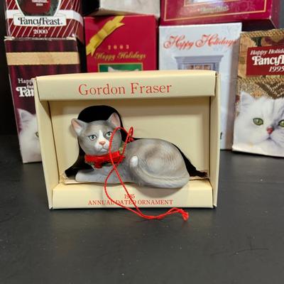 LOT:171: Collection of Fancy Feast Annual Christmas Ornaments and a Gordon Fraiser Cat Ornament