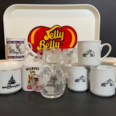 LOT:173: Assortment of Vintage Mugs and More Featuring (8) Nescafe World Mugs (2) in Original Styrofoam, (4) RCA Nippwe Mugs, a Jelly...