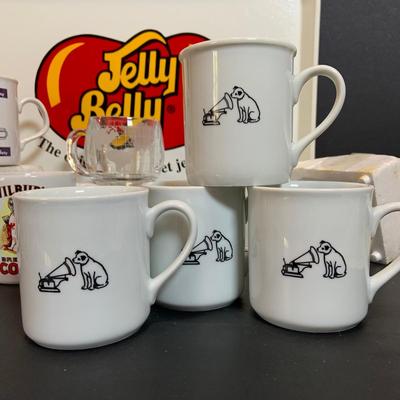 LOT:173: Assortment of Vintage Mugs and More Featuring (8) Nescafe World Mugs (2) in Original Styrofoam, (4) RCA Nippwe Mugs, a Jelly...