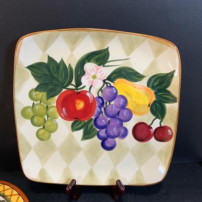 LOT:177: Extra Large Country Kitchen Lot Including Chicken Covered Bowl and 4 Egg Shaped Trinket Boxes Floral Trivets, Dishes and More