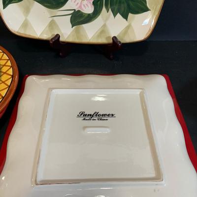 LOT:177: Extra Large Country Kitchen Lot Including Chicken Covered Bowl and 4 Egg Shaped Trinket Boxes Floral Trivets, Dishes and More