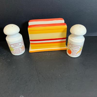 LOT:180: Mid-Century Orange Kitchen Including a Peacock Hot/Cold Twin Air Pot Vacuum Thermos, 70' Style Drinking Glasses and Napkin...