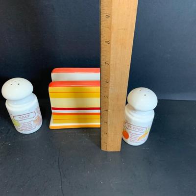 LOT:180: Mid-Century Orange Kitchen Including a Peacock Hot/Cold Twin Air Pot Vacuum Thermos, 70' Style Drinking Glasses and Napkin...