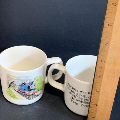 LOT:182: Wedgwood Thomas the Tank Engine Bowl and Mugs and Leonard Silver Plated Sippy Cup