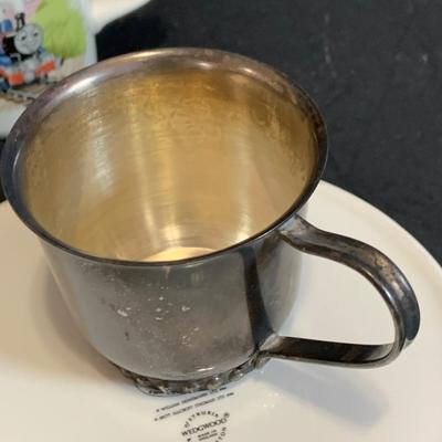 LOT:182: Wedgwood Thomas the Tank Engine Bowl and Mugs and Leonard Silver Plated Sippy Cup