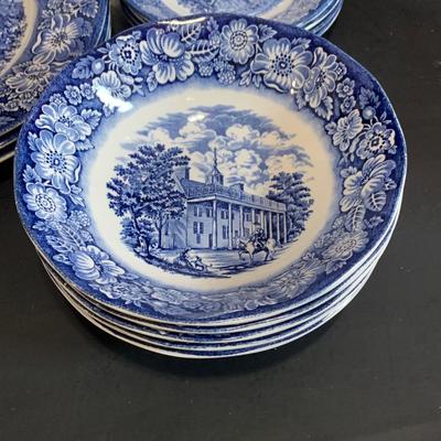 LOT:183: Johnson Brothers, Uranium Glass, Shaffordshire Ironstone, Libbey California Glasses, Franciscan Tea Pot and Butter Dish and More