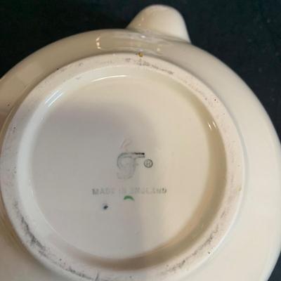 LOT:183: Johnson Brothers, Uranium Glass, Shaffordshire Ironstone, Libbey California Glasses, Franciscan Tea Pot and Butter Dish and More