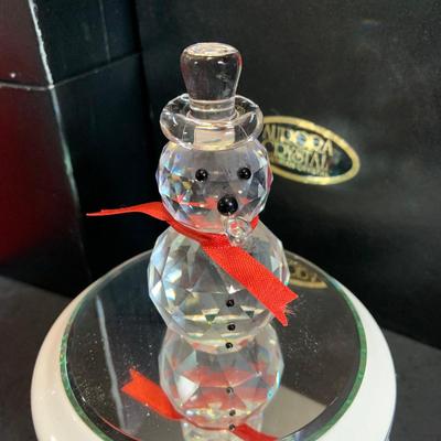 LOT:184: Aurora Crystal Snowman Noel Music Box and Gorham Santa Salt and Pepper Shakers