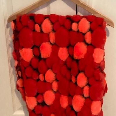 LOT 219: Mid-Century Modern Art, Orange Peg Leg Foot Stool (Babcock Phillips Corporation) and Circle / Dot Fabric