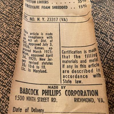 LOT 219: Mid-Century Modern Art, Orange Peg Leg Foot Stool (Babcock Phillips Corporation) and Circle / Dot Fabric