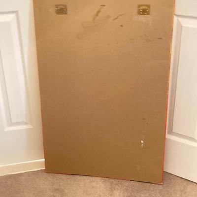 LOT 219: Mid-Century Modern Art, Orange Peg Leg Foot Stool (Babcock Phillips Corporation) and Circle / Dot Fabric