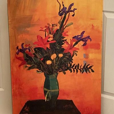 LOT 219: Mid-Century Modern Art, Orange Peg Leg Foot Stool (Babcock Phillips Corporation) and Circle / Dot Fabric