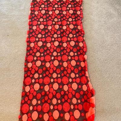 LOT 219: Mid-Century Modern Art, Orange Peg Leg Foot Stool (Babcock Phillips Corporation) and Circle / Dot Fabric