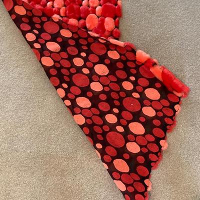 LOT 219: Mid-Century Modern Art, Orange Peg Leg Foot Stool (Babcock Phillips Corporation) and Circle / Dot Fabric