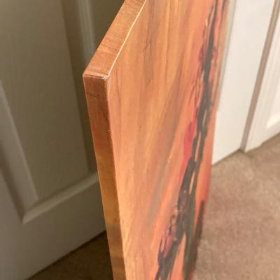 LOT 219: Mid-Century Modern Art, Orange Peg Leg Foot Stool (Babcock Phillips Corporation) and Circle / Dot Fabric