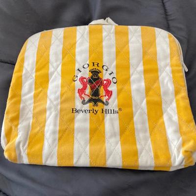 LOT 220: Three Tier Rolling Cart, Giorgio Beverly Hills Style Folding Travel Bag and Four Animal Print Storage Boxes