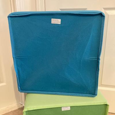 LOT 221: Three Vintage Square Cube Style Storage Containers and Circular Storage Box