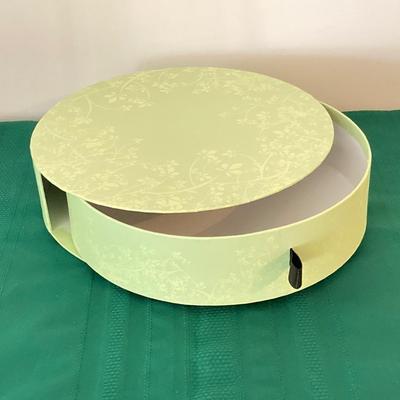 LOT 221: Three Vintage Square Cube Style Storage Containers and Circular Storage Box