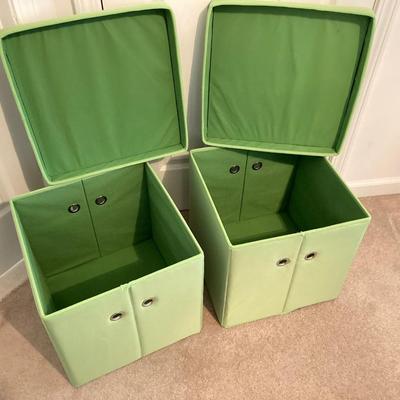 LOT 221: Three Vintage Square Cube Style Storage Containers and Circular Storage Box