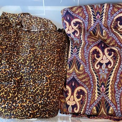 LOT 222: Sewing Collection - Fabric (Vintage / Novelty and More), Storage Containers, Spool Holders and Sewing Guide Book