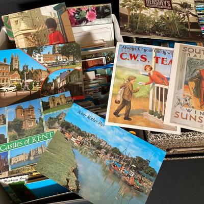 LOT 223: Large Collection of Vintage Postcards, Stamps, Pictures and More