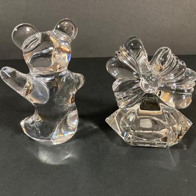 LOT 227: Collection of Crystal Figurines - Cat with Goldfish, Daum France Teddy Bear and WMF Flower