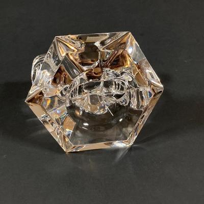 LOT 227: Collection of Crystal Figurines - Cat with Goldfish, Daum France Teddy Bear and WMF Flower