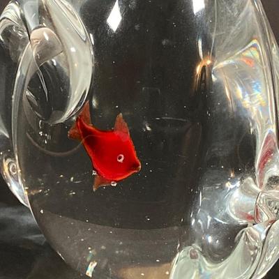 LOT 227: Collection of Crystal Figurines - Cat with Goldfish, Daum France Teddy Bear and WMF Flower