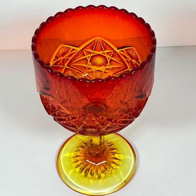 LOT 228: Orange / Yellow Cut Glass Bowl, Orange Duck and Amber Bunny Rabbit Figurines