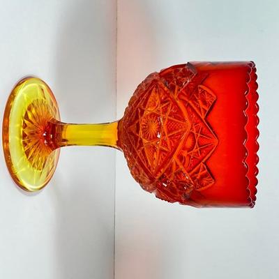 LOT 228: Orange / Yellow Cut Glass Bowl, Orange Duck and Amber Bunny Rabbit Figurines