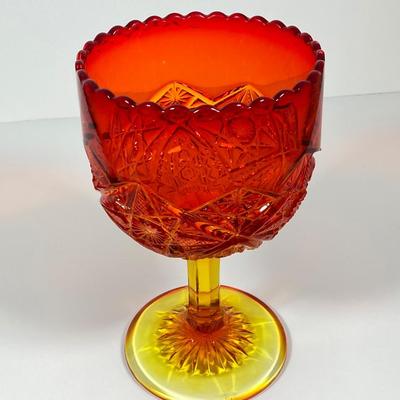 LOT 228: Orange / Yellow Cut Glass Bowl, Orange Duck and Amber Bunny Rabbit Figurines