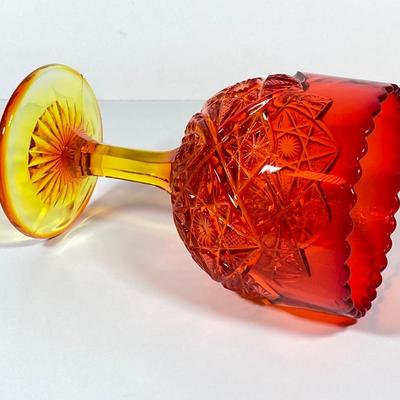 LOT 228: Orange / Yellow Cut Glass Bowl, Orange Duck and Amber Bunny Rabbit Figurines