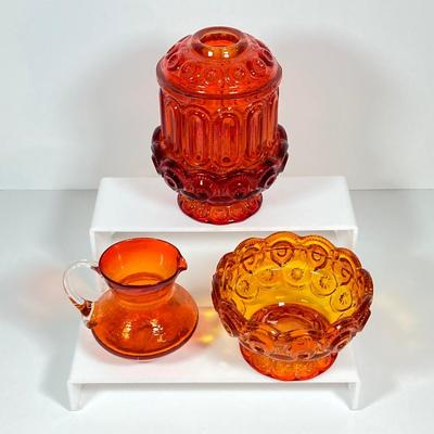 LOT 229: Fairy Lamp with Two Bottom Pieces and Crackle Glass Miniature Pitcher