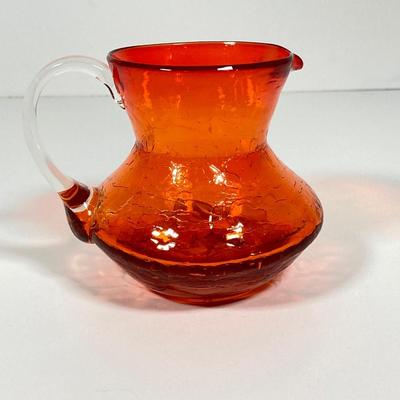 LOT 229: Fairy Lamp with Two Bottom Pieces and Crackle Glass Miniature Pitcher