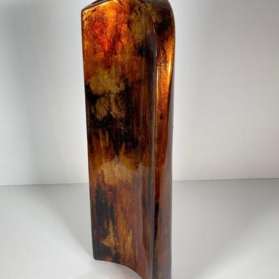 LOT 230: Mid-Century Modern Tortoise Shell Pattern Curved Vase with Three Miniature Vases