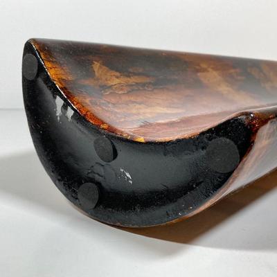 LOT 230: Mid-Century Modern Tortoise Shell Pattern Curved Vase with Three Miniature Vases