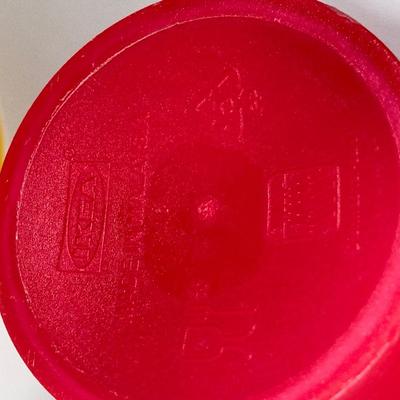 LOT 231: Mid-Century Modern Kitchen Collection - Serving Tray, Sanko-Ware Show Pan, Painted Trivet, Ikea Plastic Drinking Cups