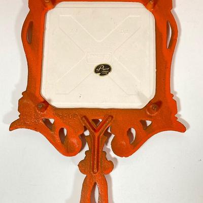 LOT 231: Mid-Century Modern Kitchen Collection - Serving Tray, Sanko-Ware Show Pan, Painted Trivet, Ikea Plastic Drinking Cups