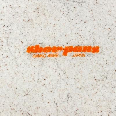 LOT 231: Mid-Century Modern Kitchen Collection - Serving Tray, Sanko-Ware Show Pan, Painted Trivet, Ikea Plastic Drinking Cups