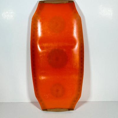 LOT 231: Mid-Century Modern Kitchen Collection - Serving Tray, Sanko-Ware Show Pan, Painted Trivet, Ikea Plastic Drinking Cups