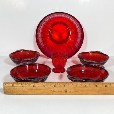 LOT 235: Blue and Red Glass Decorative Collection